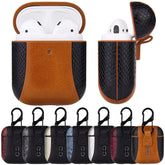 Estuche protector a prueba de golpes de cuero con tapa abatible y colores a juego para Apple AirPods 1/2